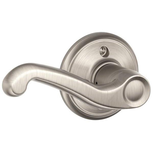 Schlage Residential F Ser Dmy Lt Hand Satin Nickel Clear Finish Flair Lever F170 FLA 619 LH