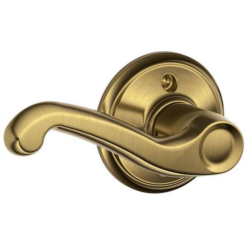 Schlage Residential F Ser Dmy Lt Hand Satin Brass Clear Finish Flair Lever F170 FLA 609 LH