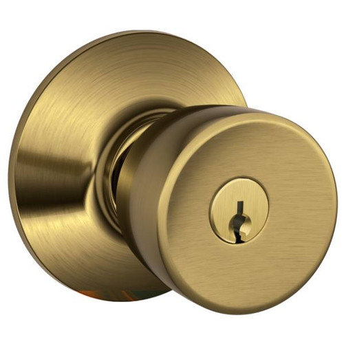 Schlage Residential F Ser Ent No Hand Satin Brass Satin Clear Finish Bell Knob F51A BEL 609