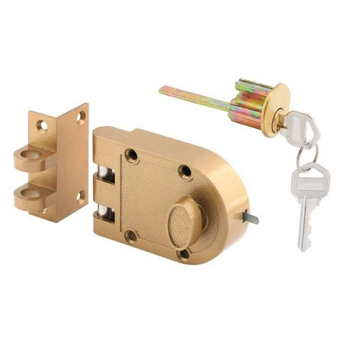 Defender Security Jimmy-Resistant Deadlock, Brass, Angle Strike, Single Cylinder U 9970