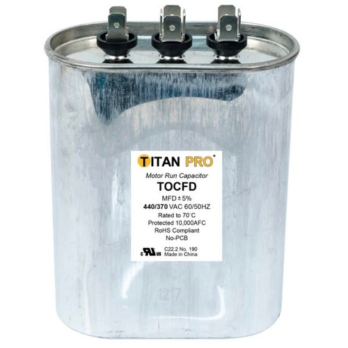 Packard Titan Pro Run Capacitor 35+7.5 Mfd 440/370 Volt Oval, Box Of 5 TOCFD3575
