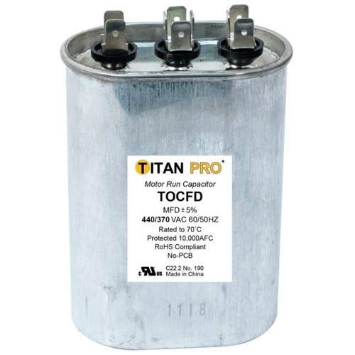 Packard Titan Pro Run Capacitor 40+7.5 Mfd 440/370 Volt Oval, Box Of 5 TOCFD4075