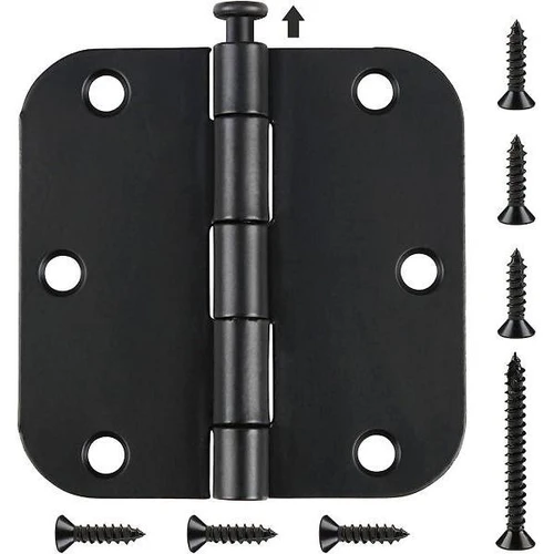 Global Door Controls 3.5 In. X 3.5 In. Mortise Hinge With 5/8 Radius (Matte Black) (2-Pack) CP3535-5/8-US19-M