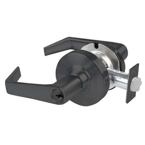 Schlage Grade 2 Entrance Lock With Select Vandlgard, Saturn Lever, Matte Black ALX53P SAT 622