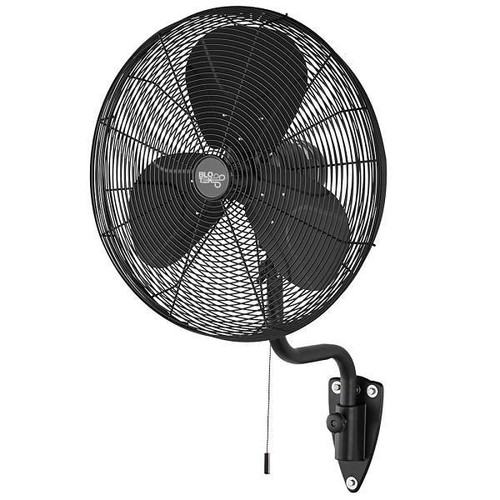 Blotek 24" 3-Speed Oscillating High Velocity Wall Mount Fan With 3 Blades, Black 53580