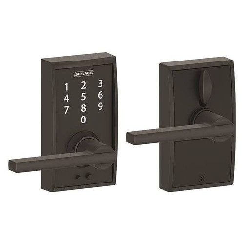 Schlage Century Style Touch Entry Latitude Lever With Flex-Lock, Matte Black FE695 CEN 622 LAT