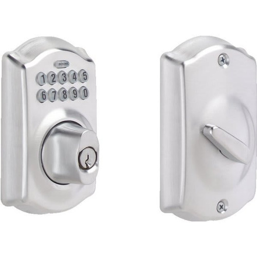 Schlage Camelot Keypad Deadbolt With Turn-Lock, Satin Chrome BE365 CAM 626