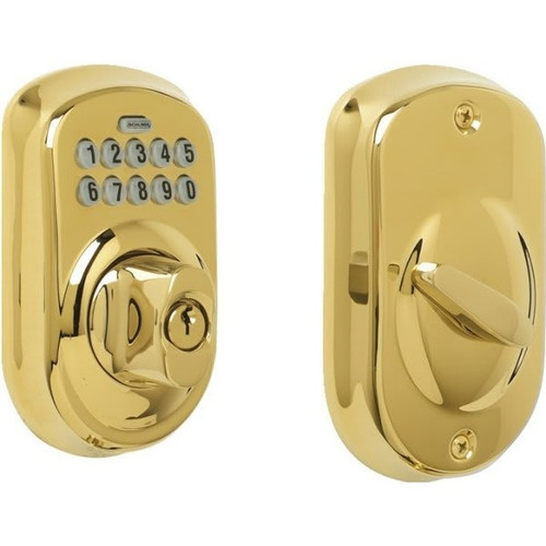 Schlage Plymouth Keypad Deadbolt With Turn-Lock, Brass BE365 PLY 505