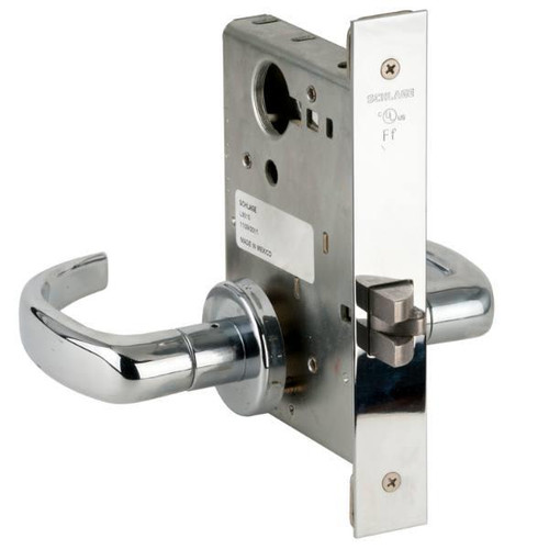 Schlage L Series Passage Mortise Lock, Keyless, 17 Lever, Bright Chrome