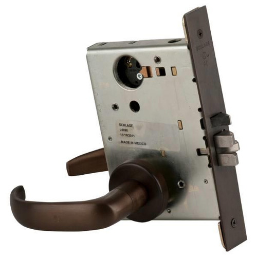 Schlage L Series Passage Mortise Lock, Keyless, 17 Lever,  Oil Rubbed Bronze