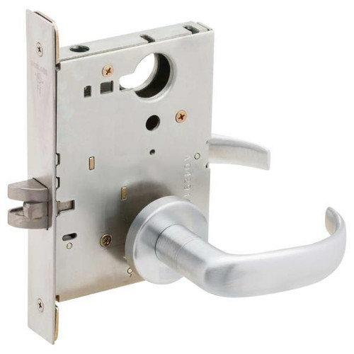 Schlage L Series Passage Mortise Lock, Keyless, 17 Lever,  Satin Chrome