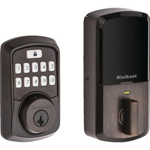 Kwikset Aura Venetian Bronze Smart Electronic Deadbolt With Bluetooth And Smartkey Security
