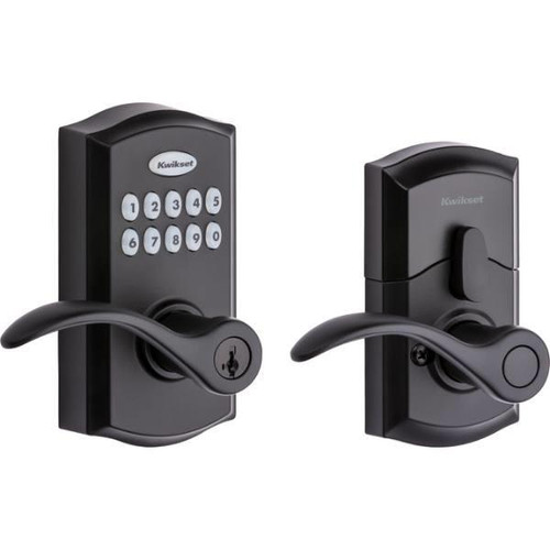 Kwikset 955 Smartcode Matte Black Electronic Deadbolt With Pembroke Lever And Smartkey Security