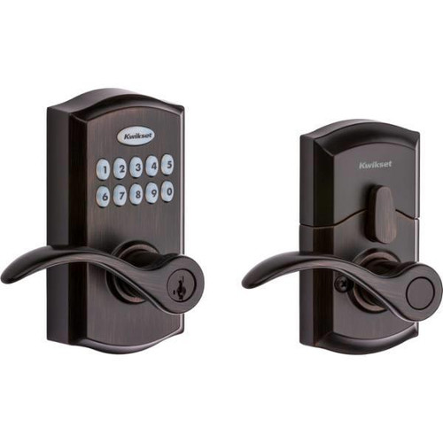 Kwikset 955 Smartcode Venetian Bronze Electronic Deadbolt With Pembroke Lever And Smartkey Security