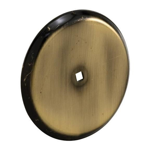 Cabinet Knob Backplate, Stamped Steel, Antique Brass, Package Of 5