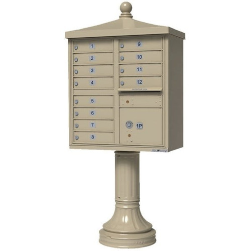 Florence Mfg Cluster Box Unit-12 Mailboxes With Traditional Accessories, Sand
