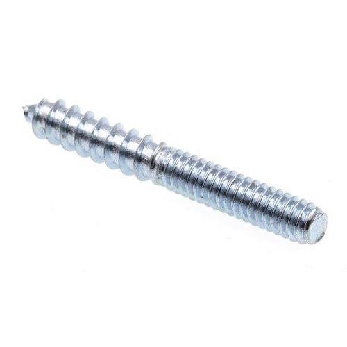 Hanger Bolts, 1/4 In-20 X 2 In, Plain Stl, Package Of 15
