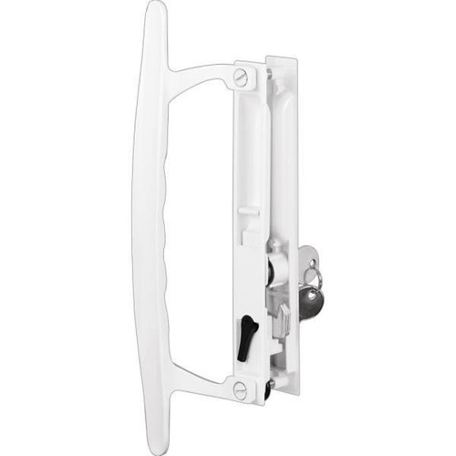 Sliding Glass Dr Le Set, 6-5/8in Hook Style, Flush Mt, Key