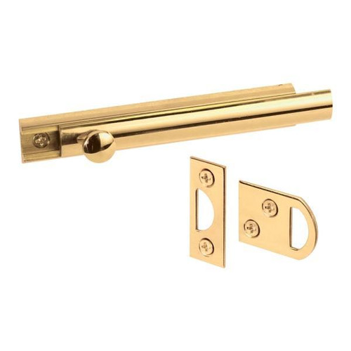 Defender Sec 4in, Solid Brass Surface Bolt