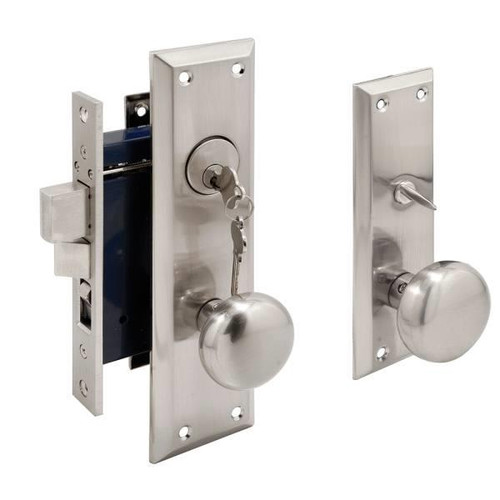 Segal Entry Dr Mortise Lkst, 2-1/2in Bset, Sgl Cylinder, Satin Nkl, Right Set