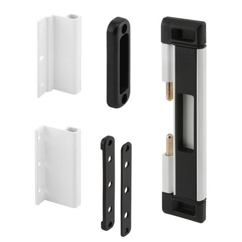 Defender Security Patio Door Db Lk, 8in, Steel Bar, Surface, Black Trim