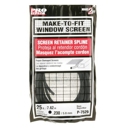 Make 2 Fit 0.23" X 250' Roll , Black Vinyl Spline