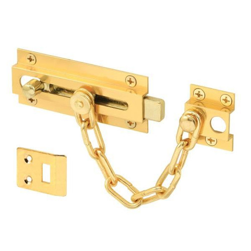 Defender Sec Chain Dr Guard W/ Slide Bolt, Solid Brass