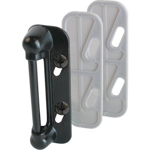Spring Type Screen Door Strike Plate, Black, Package Of 2