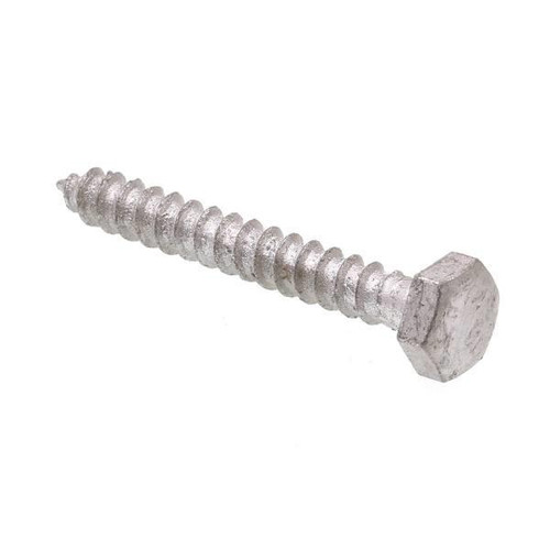 Hex Lag Screws, 1/4in X 2in, A307 Galv Steel, Package Of 100