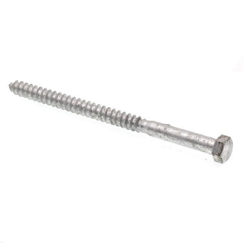 Hex Lag Screws, 3/8in X 6in, A307 Galv Steel, Package Of 50