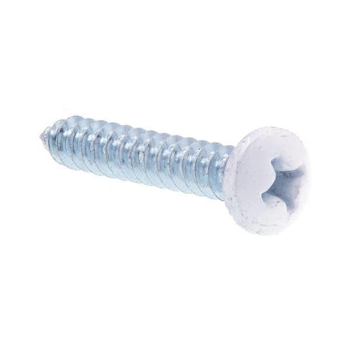 Sheet Metal Screws, #8 X 1in, Zc Steel W/ White Hd, Package Of 25