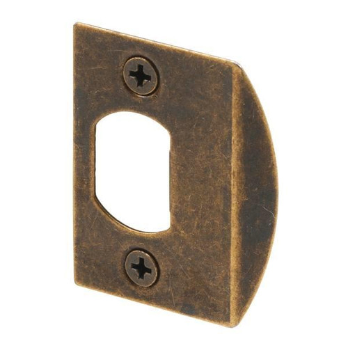 Standard Latch Strike, 1-5/8in, Steel, Antique Brass, Package Of 2