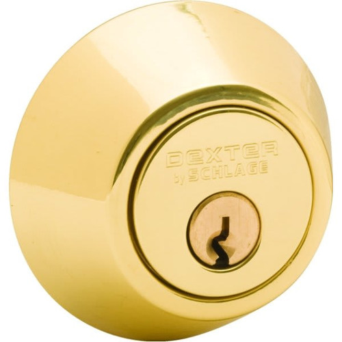 Schlage J Series Single Cylinder Deadbolt, Brass