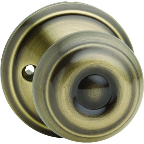 Schlage Georgian F Series Knob, Passage, Grade Aaa, Antique Brass