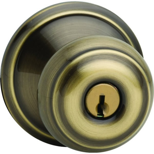 Schlage Georgian F Series Knob, Entry, Grade Aaa, Antique Brass