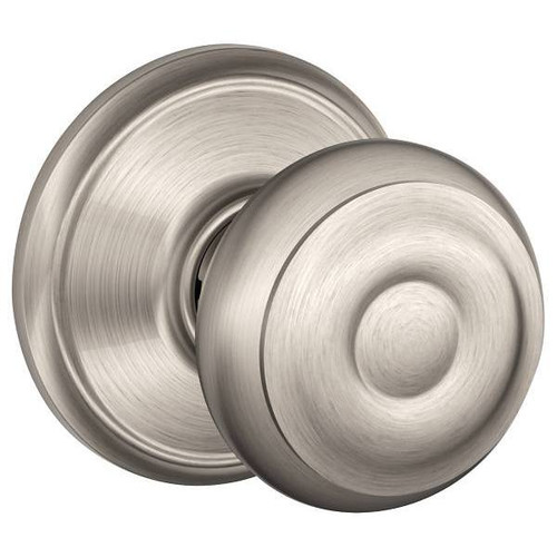 Schlage Georgian F Series Knob, Non-Turning, Grade Aaa, Die Cast Zinc, Satin Nickel