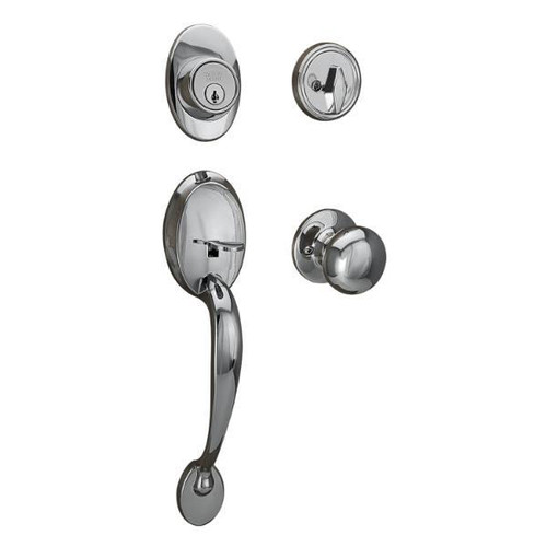 Design House Coventry Polished Chrome Handlset With Cambridge Int Knob & Deadblt