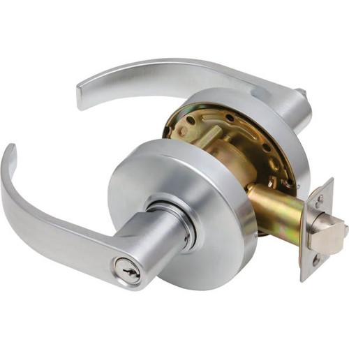 Dexter C2000 Cylindrical Classroom Lock Curved Lever 6-Pin Keyway Satin Chrome