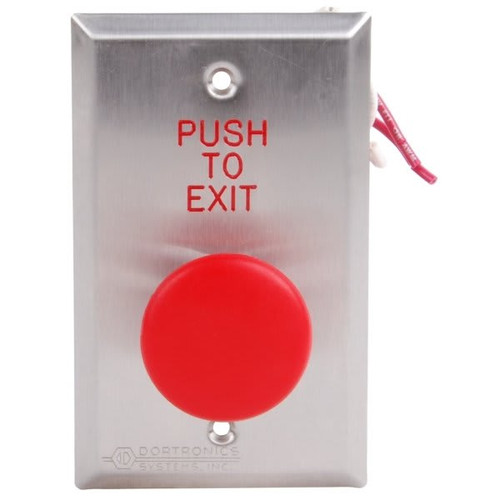 Dortronics 5210 Exit Release Red Push To Exit 1-9/16 Inch Push Button