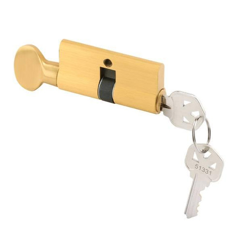 Key Cylinder W/Thumbturn, Solid Brass Construction, Polished Brass