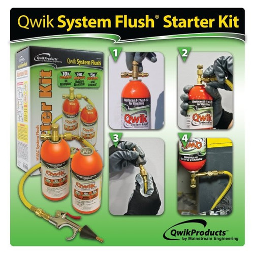 Qwikproducts Qwik System Flush Kit, 1 Lb Cans, Valve, Charging Hose, Nozzle (2-Pack)