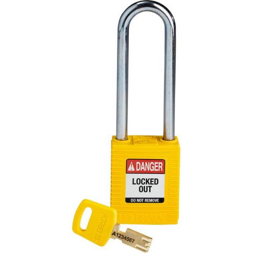 Brady Safekey 3 In Steel Shackle Lockout Padlock (12-Pack) (Yellow)