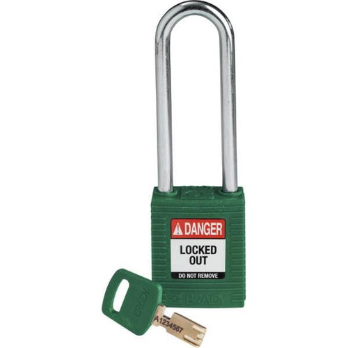 Brady Safekey 3 In Steel Shackle Keyed Different Nylon Padlock (12-Pack) (Green)