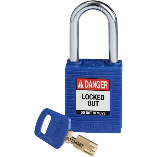 Brady Safekey 1.5 In Steel Shackle Keyed Different Nylon Padlock (12-Pack) (Blue)