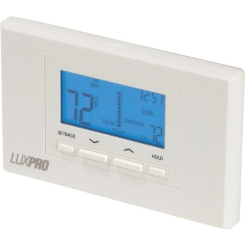 Lux 24 Volt Programmable Heat/Cool Thermostat, 5-3/8w X 3-3/8"H