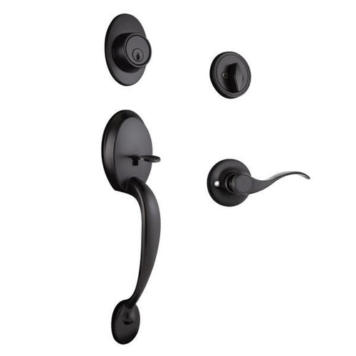 Design House Coventry Matte Black Door Handle Set, Springdale Lever Deadbolt