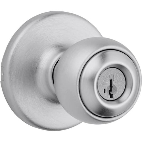 Kwikset Polo Satin Chrome Keyed Entry Door Knob With Smartkey Security