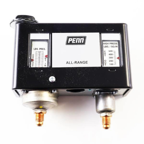 Johnson Controls Dual Pressure Control, Auto, 20" Hg-100psi Low, 100-500psi High