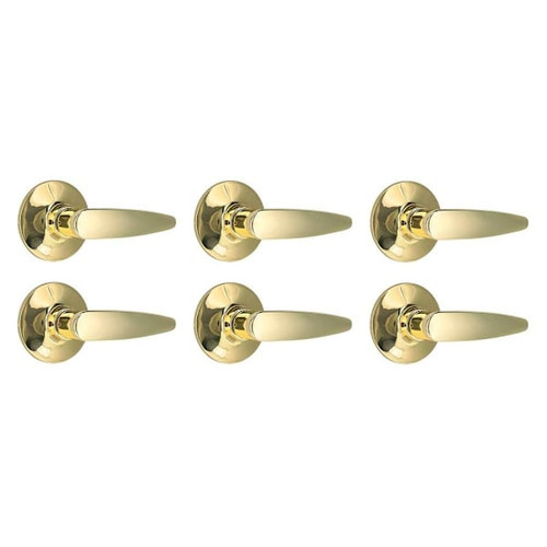 Shield Security Straight Keyless Passage Door Lever In Bright Brass 6-Pack