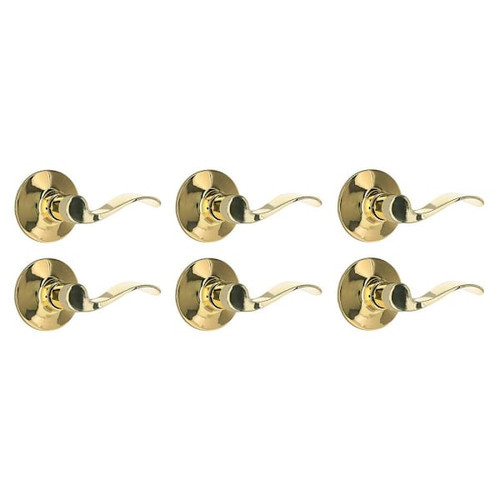 Shield Security Wave Keyless Passage Door Lever In Bright Brass 6-Pack